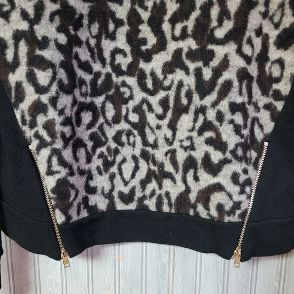 Ann Taylor Womens Leopard Print Wool Sweater with Zippers - Picture 4 of 8